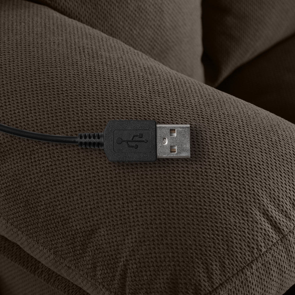 Fauteuil inclinable de massage chauffant pivotant à 360° avec chargement USB, porte-gobelets, rangement latéral et revêtement en polaire moelleux