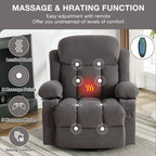 Fauteuil inclinable de massage chauffant pivotant à 360° avec chargement USB, porte-gobelets, rangement latéral et revêtement en polaire moelleux