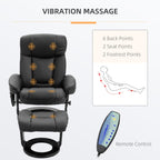 Fauteuil inclinable de massage pivotant à 360° en cuir PU avec repose-pieds et télécommande