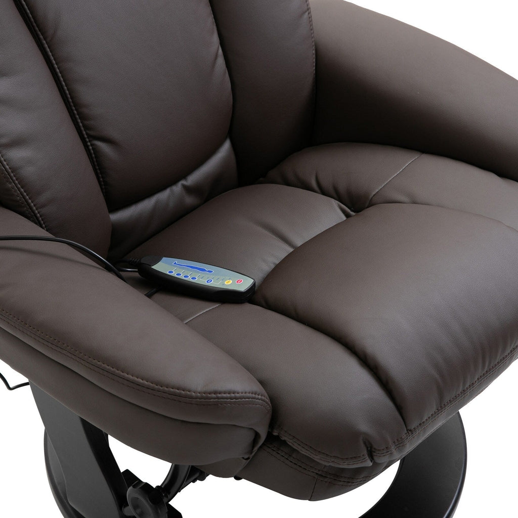 Fauteuil inclinable de massage pivotant à 360° en cuir PU avec repose-pieds et télécommande