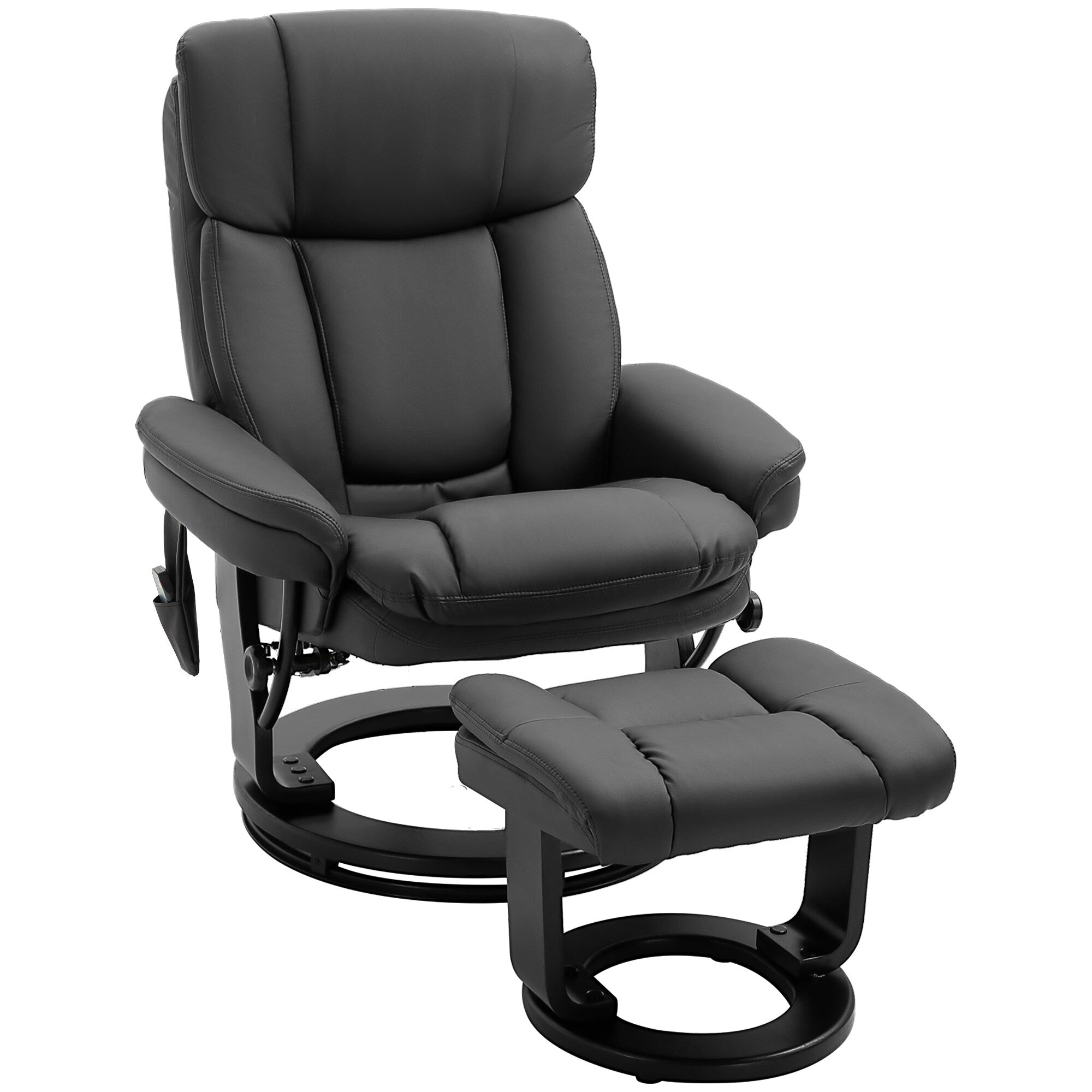 Fauteuil inclinable de massage pivotant à 360° en cuir PU avec repose-pieds et télécommande