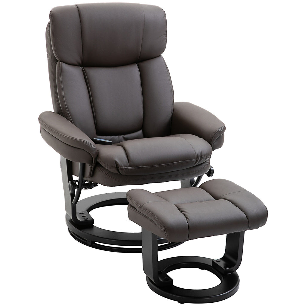 Fauteuil inclinable de massage pivotant à 360° en cuir PU avec repose-pieds et télécommande