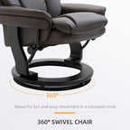 Fauteuil inclinable de massage pivotant à 360° en cuir PU avec repose-pieds et télécommande
