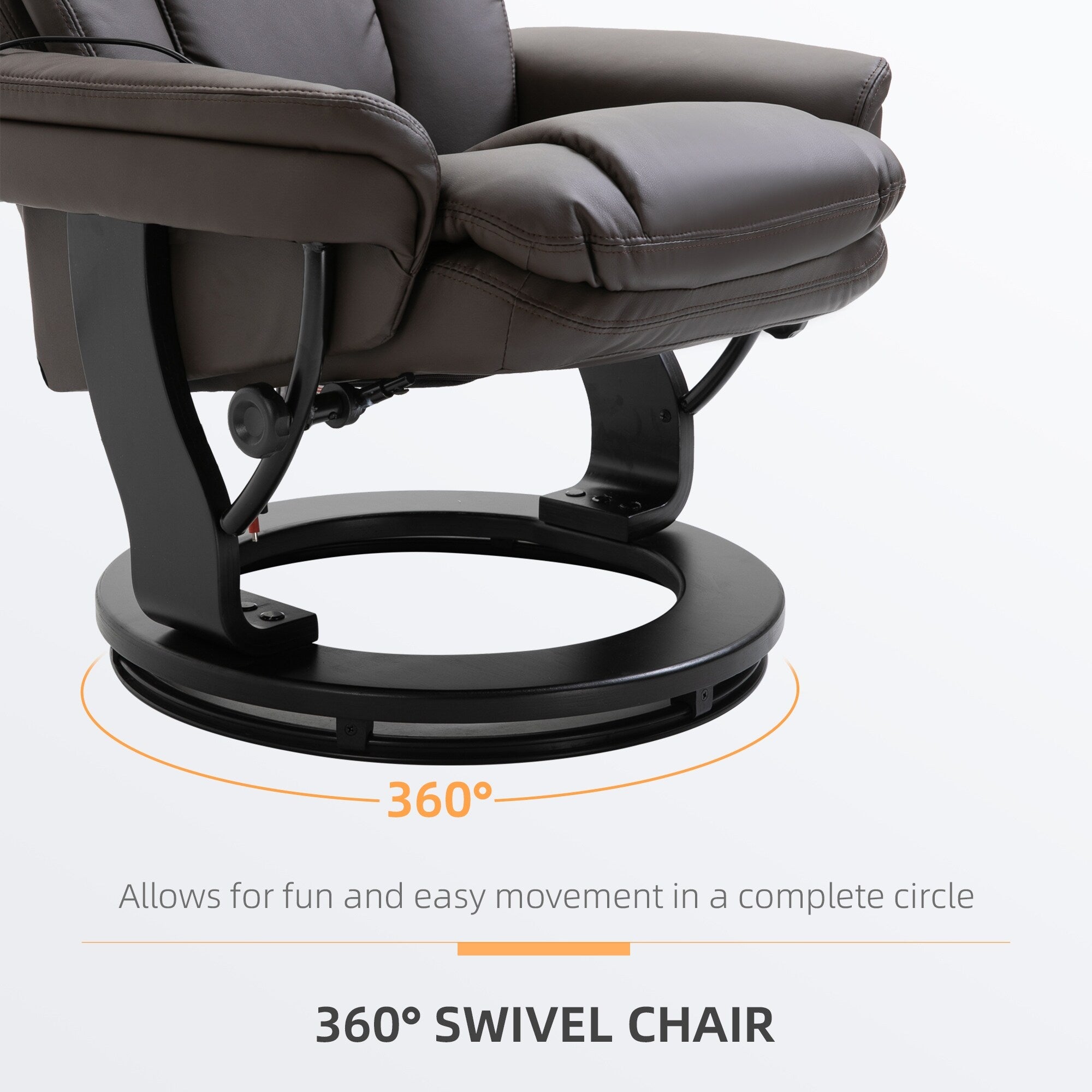 Fauteuil inclinable de massage pivotant à 360° en cuir PU avec repose-pieds et télécommande