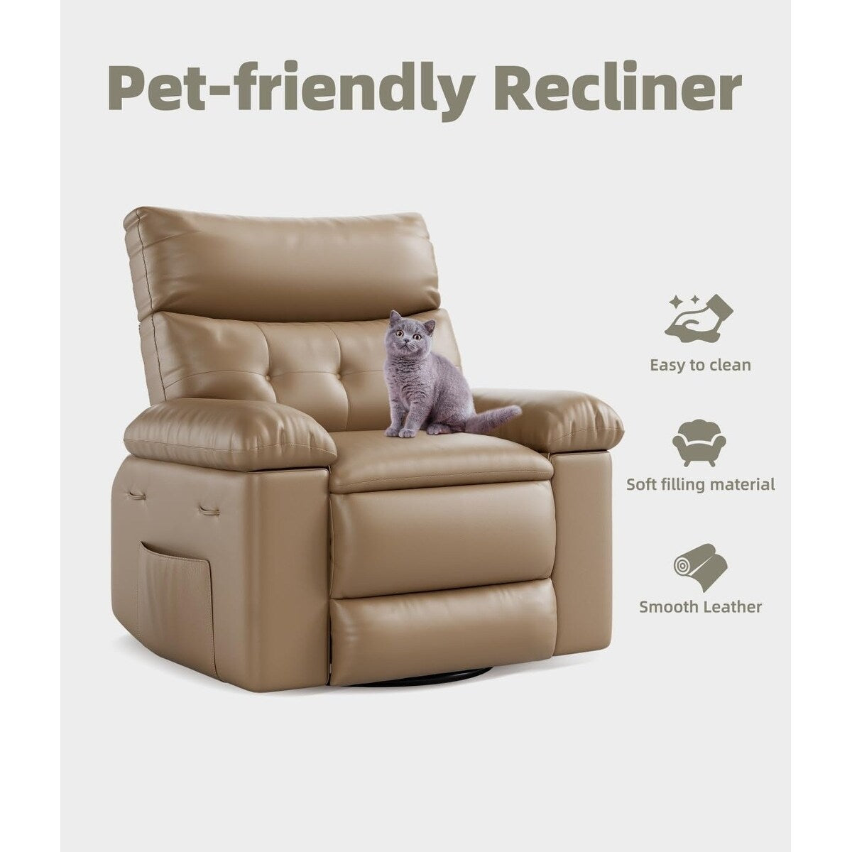 Fauteuils inclinables surdimensionnés pivotants à 360° avec chauffage et massage - Fauteuil inclinable paresseux