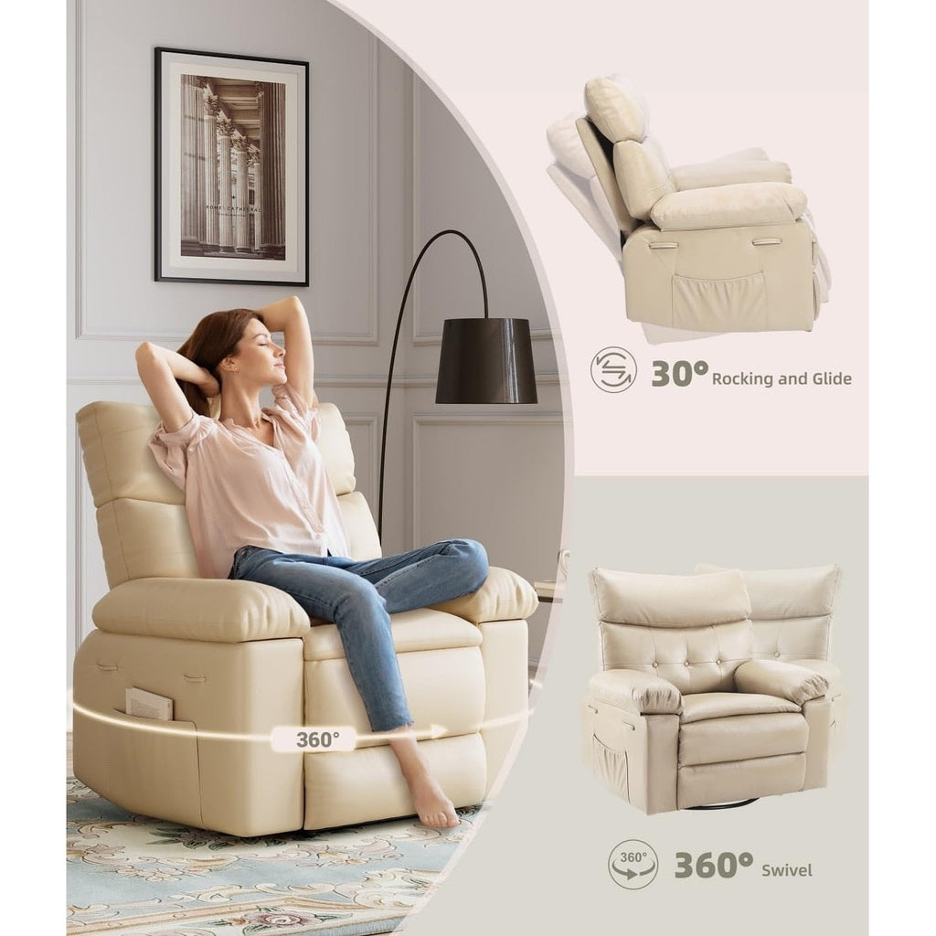 Fauteuils inclinables surdimensionnés pivotants à 360° avec chauffage et massage - Fauteuil inclinable paresseux
