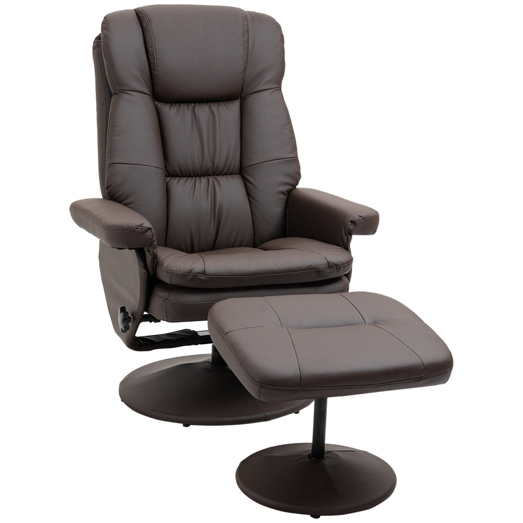 Fauteuil inclinable pivotant à 360° en cuir synthétique avec repose-pieds pour salon, chambre et bureau.