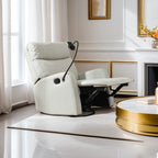 Fauteuil inclinable pivotant à 360° avec repose-pieds, support de téléphone et positions réglables pour home cinéma et salon