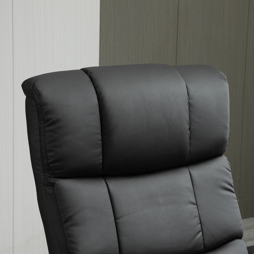 Fauteuil de massage inclinable et pivotant à 360° en cuir synthétique avec repose-pieds, vibration à 10 points, télécommande et poche latérale