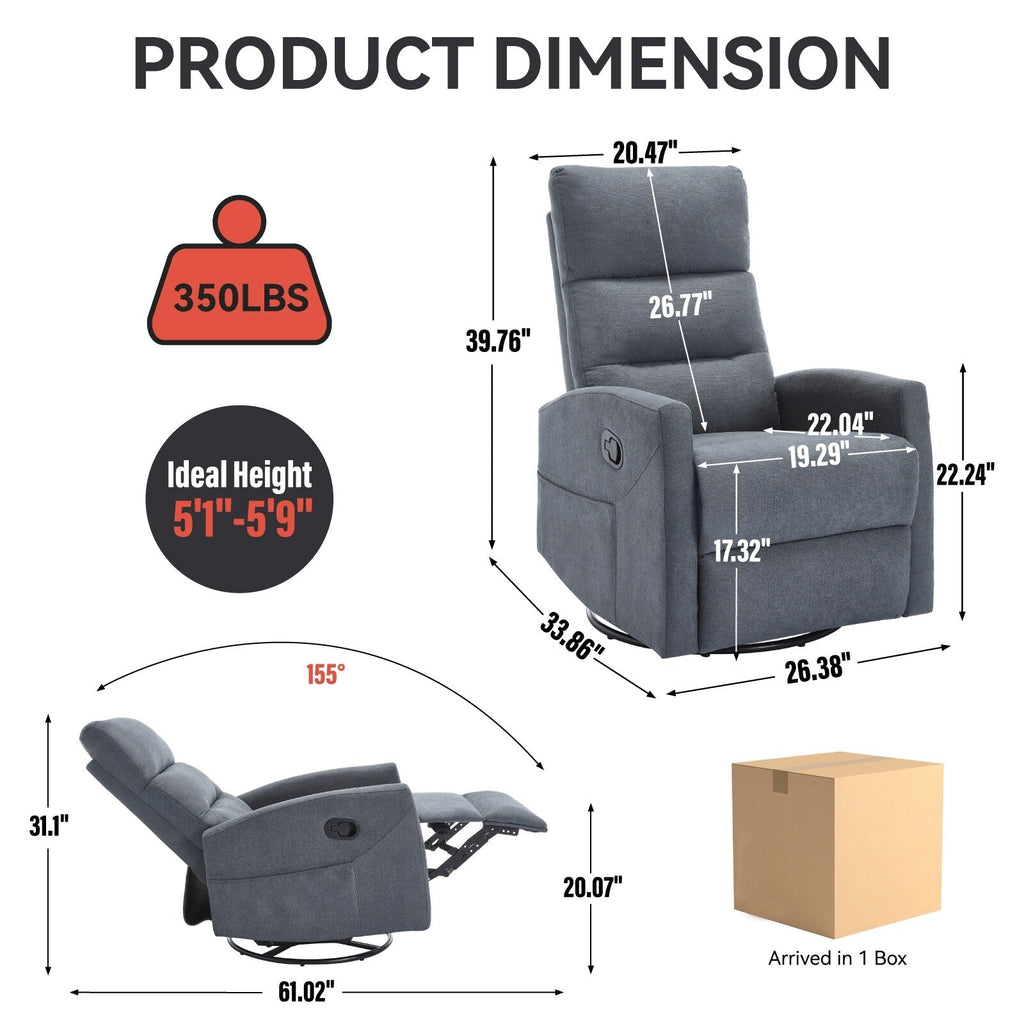 Fauteuil inclinable manuel pivotant à 360° pour salon