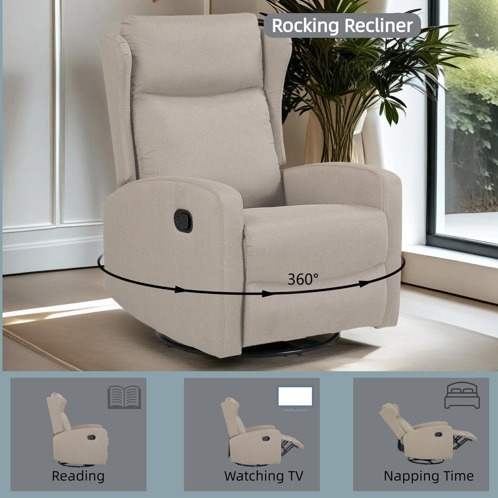 Fauteuil inclinable pivotant à 360° avec dossier réglable sur 3 positions (90°-165°) et mouvement de bascule doux à 30°