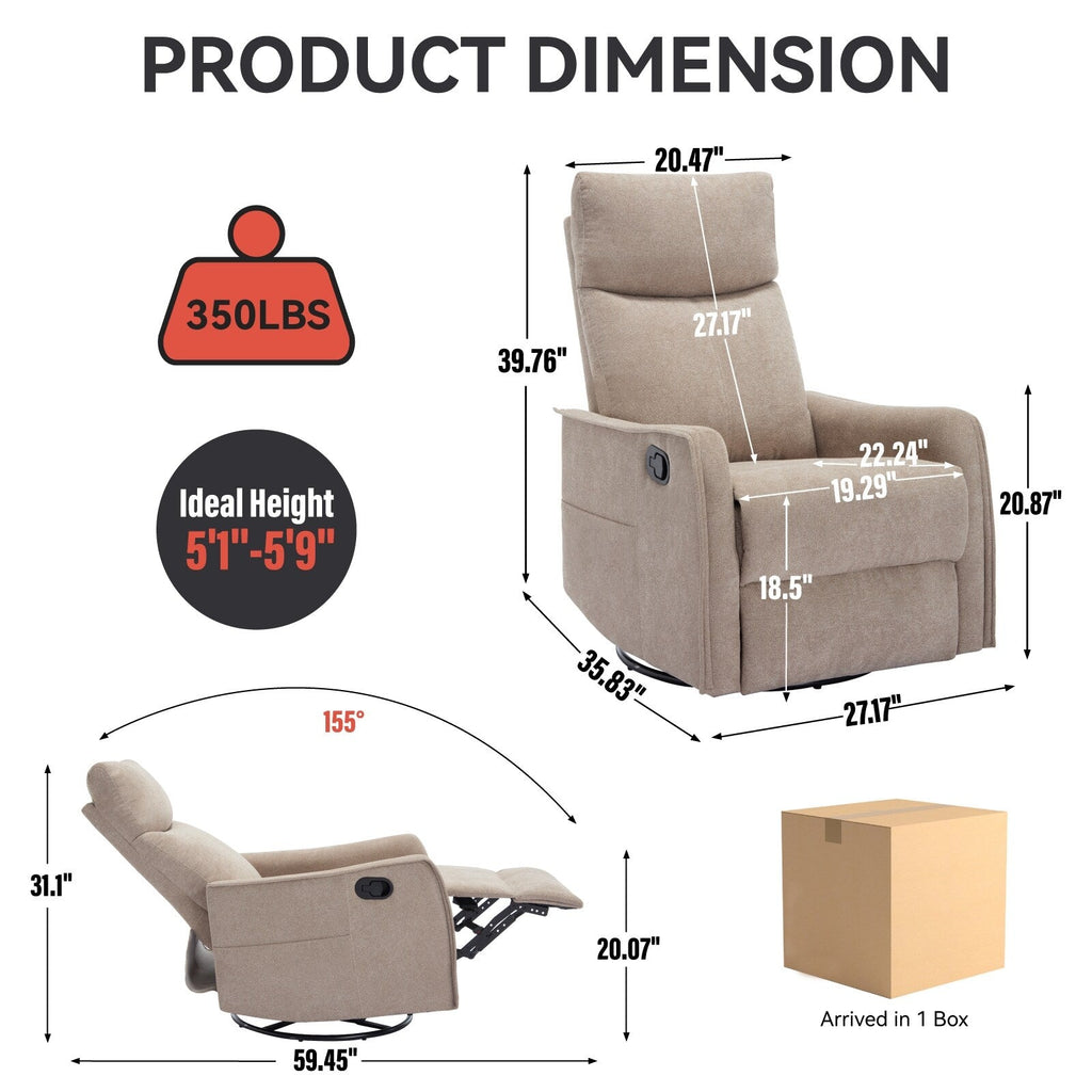 Fauteuil inclinable pivotant à 360° avec massage et chauffage lombaire