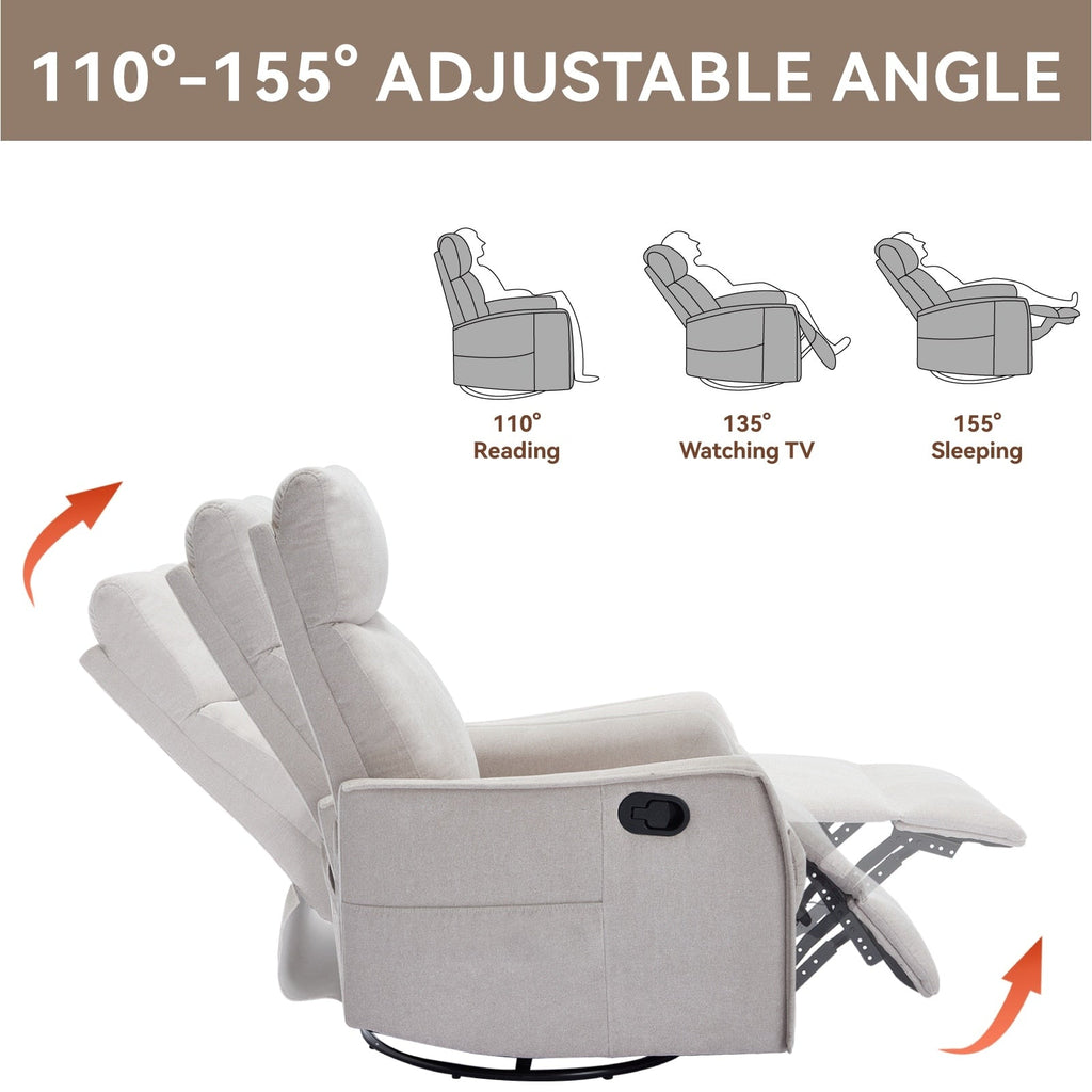 Fauteuil inclinable pivotant à 360° avec massage et chauffage lombaire