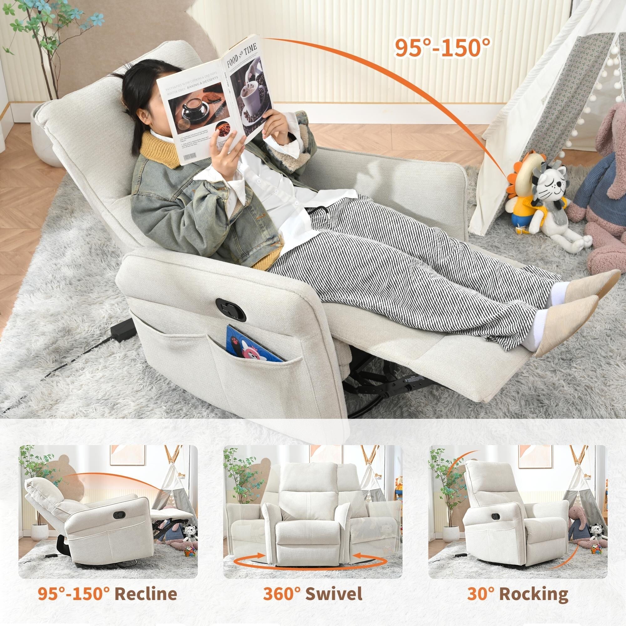 Fauteuil inclinable pivotant à 360°