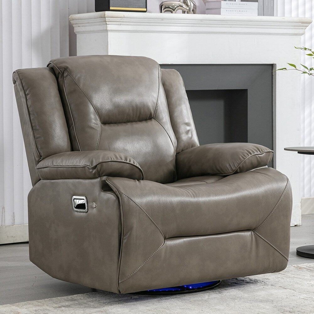 Fauteuil inclinable pivotant à 360° avec lumières LED, fauteuil multimédia manuel
