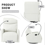 Fauteuil inclinable pivotant à 360° avec support de téléphone, repose-pieds et position réglable pour salon et home cinéma