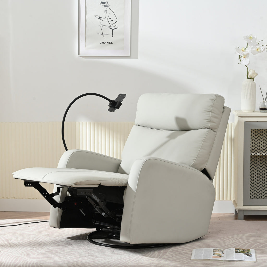 Fauteuil inclinable pivotant à 360° avec support de téléphone, repose-pieds et position réglable pour salon et home cinéma