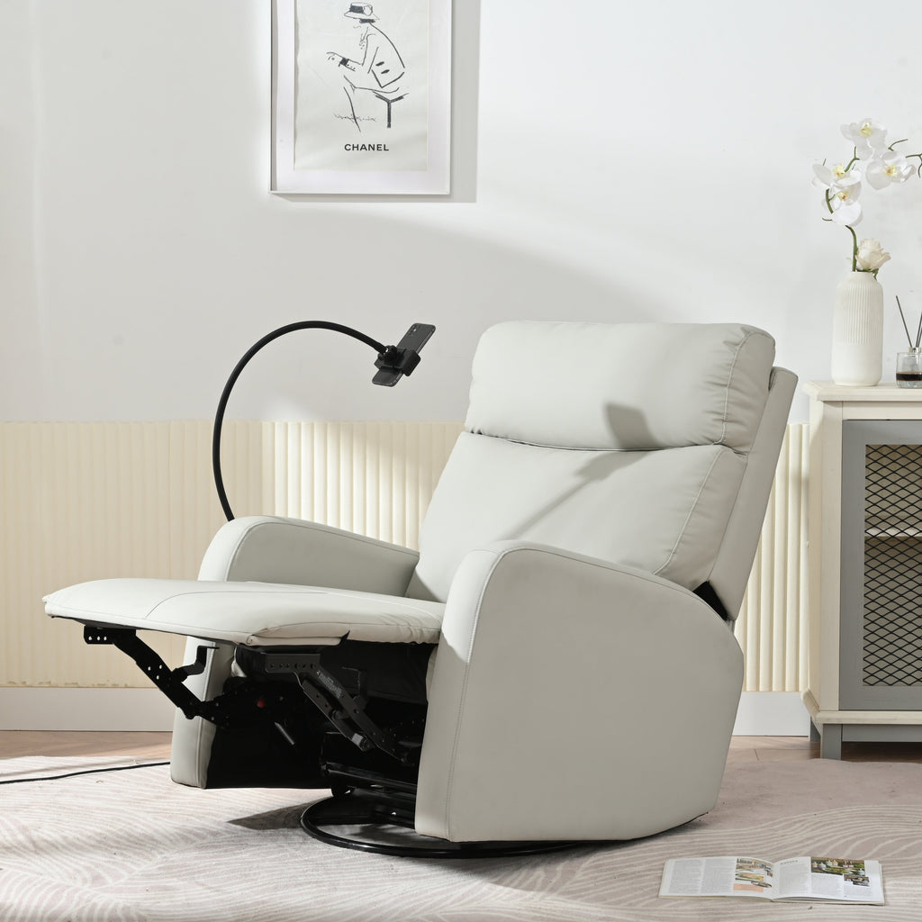 Fauteuil inclinable pivotant à 360° avec support de téléphone, repose-pieds et position réglable pour salon et home cinéma