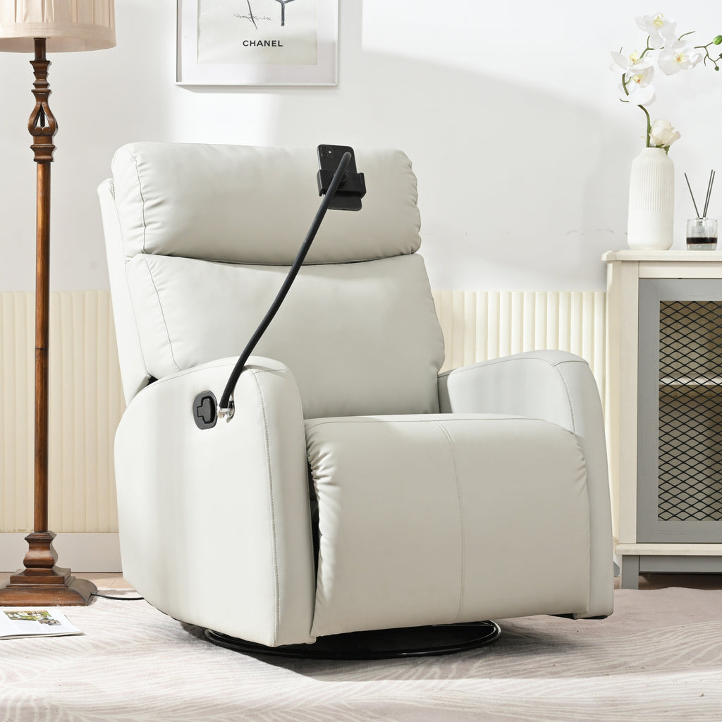 Fauteuil inclinable pivotant à 360° avec support de téléphone, repose-pieds et position réglable pour salon et home cinéma