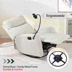 Fauteuil inclinable pivotant à 360° avec support de téléphone, repose-pieds et position réglable pour salon et home cinéma