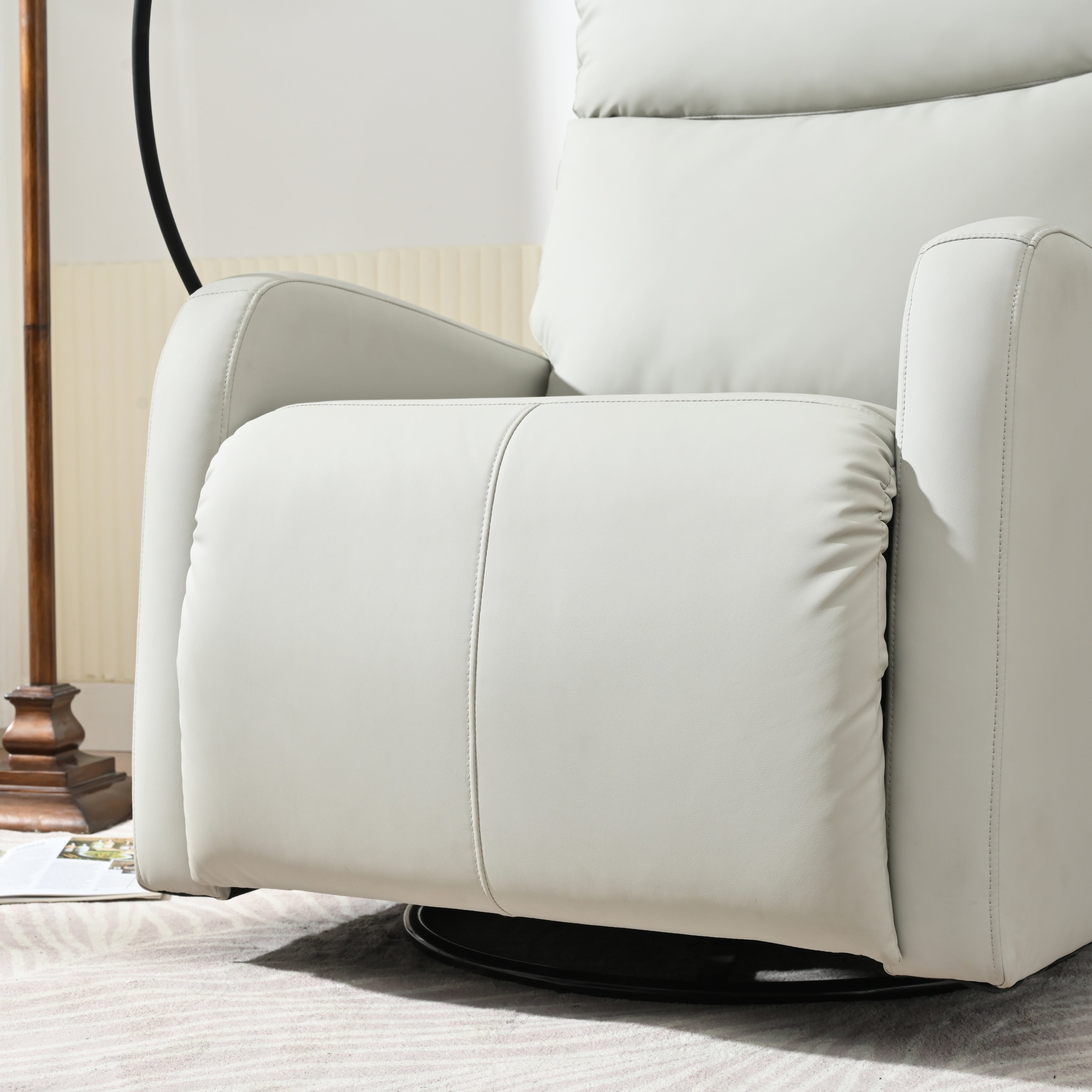 Fauteuil inclinable pivotant à 360° avec support de téléphone, repose-pieds et position réglable pour salon et home cinéma