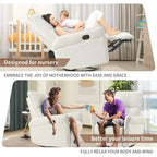 Fauteuil inclinable pivotant à 360°, planeur manuel avec repose-pieds, fauteuil de salon rembourré moderne pour petits espaces, poches latérales