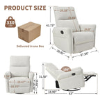 Fauteuil inclinable pivotant à 360°, planeur manuel avec repose-pieds, fauteuil de salon rembourré moderne pour petits espaces, poches latérales