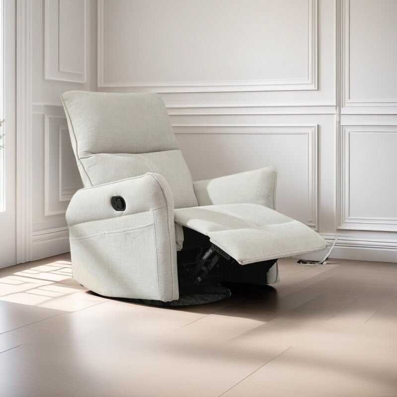 Fauteuil inclinable pivotant à 360°, planeur manuel avec repose-pieds, fauteuil de salon rembourré moderne pour petits espaces, poches latérales