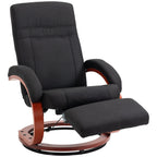 Fauteuil inclinable manuel pivotant à 360° avec base en bois, chaise de bureau inclinable réglable avec repose-pieds rétractable et accoudoirs rembourrés
