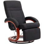 Fauteuil inclinable manuel pivotant à 360° avec base en bois, chaise de bureau inclinable réglable avec repose-pieds rétractable et accoudoirs rembourrés