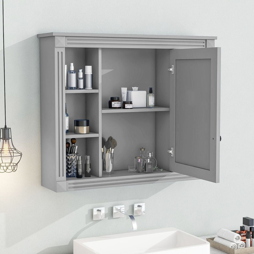 Meuble-lavabo moderne de 36 po avec lavabo supérieur et armoire à miroir, 2 portes et 2 tiroirs