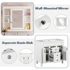 Meuble-lavabo moderne de 36 po avec lavabo supérieur et armoire à miroir, 2 portes et 2 tiroirs