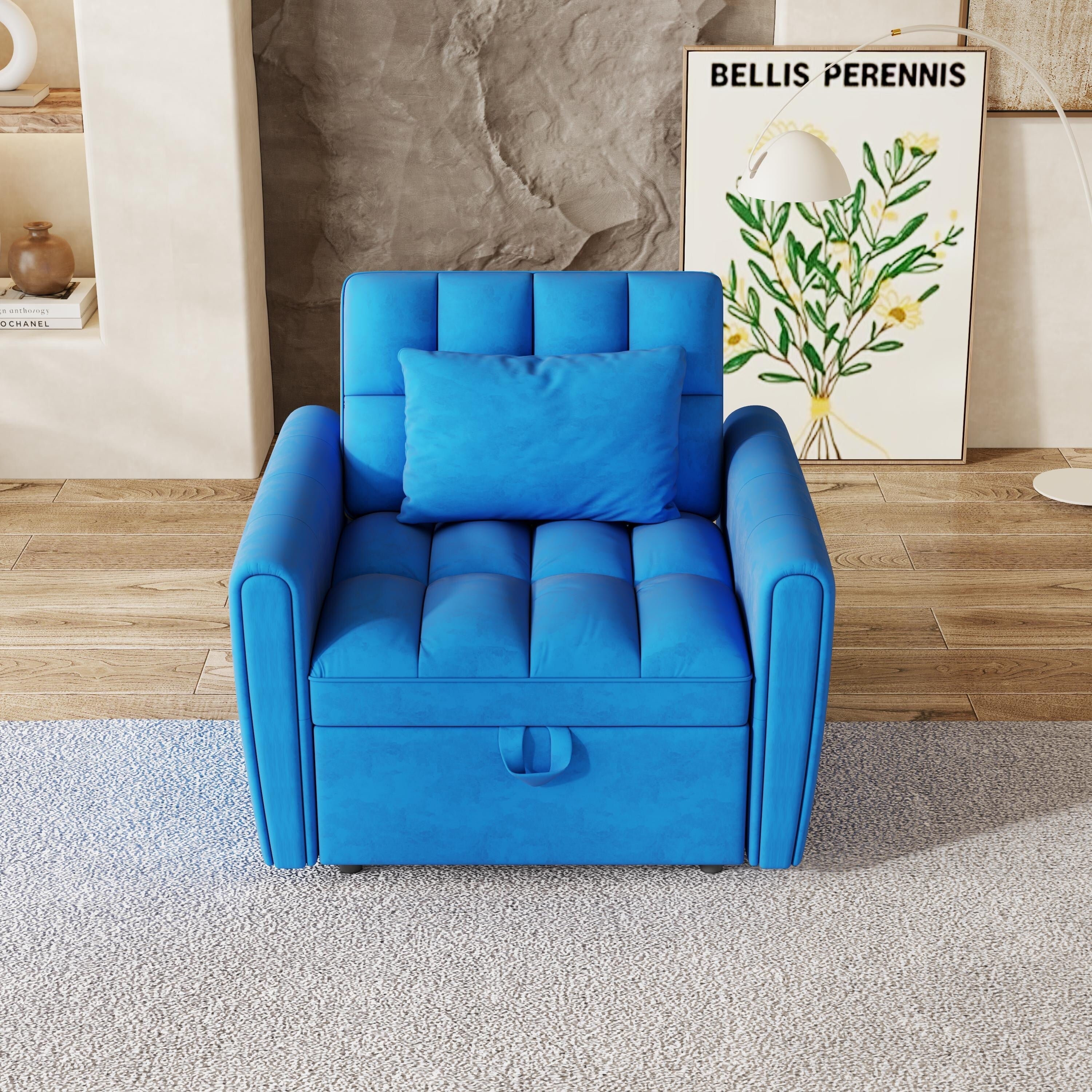 Canapé-lit pliable de grande taille de 38,2 pouces, canapé simple en velours moderne, canapé-lit avec dossier réglable