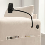 Canapé simple en chenille de 38 pouces avec pouf de rangement, chargeur USB, poches de rangement latérales et accoudoirs en forme de coussin