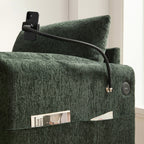 Canapé simple en chenille de 38 pouces avec pouf de rangement, chargeur USB, poches de rangement latérales et accoudoirs en forme de coussin