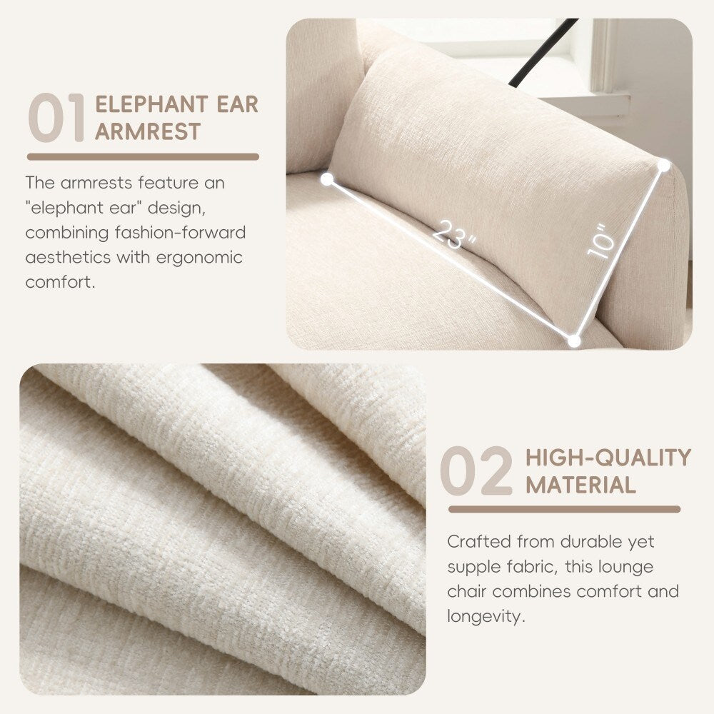 Canapé simple en chenille de 38 pouces avec pouf de rangement, chargeur USB, poches de rangement latérales et accoudoirs en forme de coussin