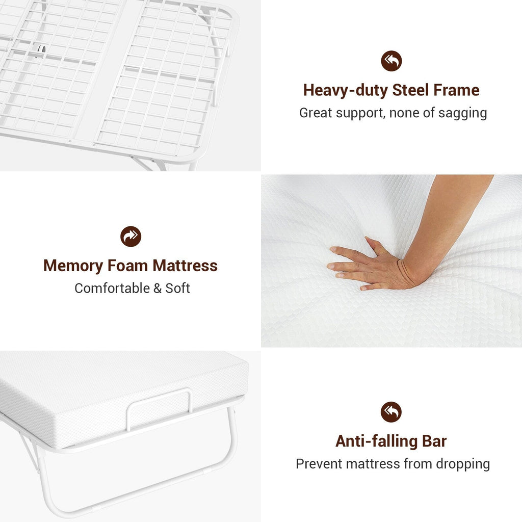 Lit pliant 38'' avec matelas, lit pliable portable avec housse de rangement