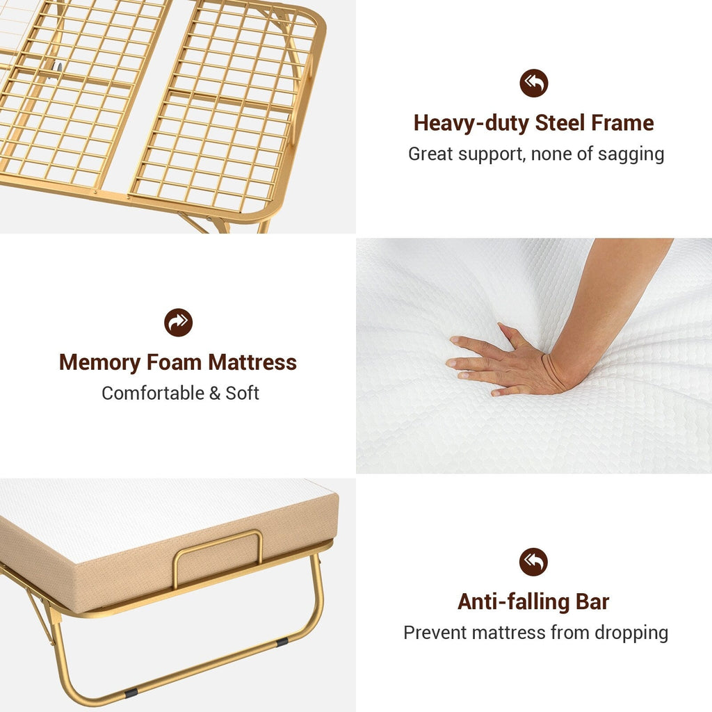 Lit pliant 38'' avec matelas, lit pliable portable avec housse de rangement