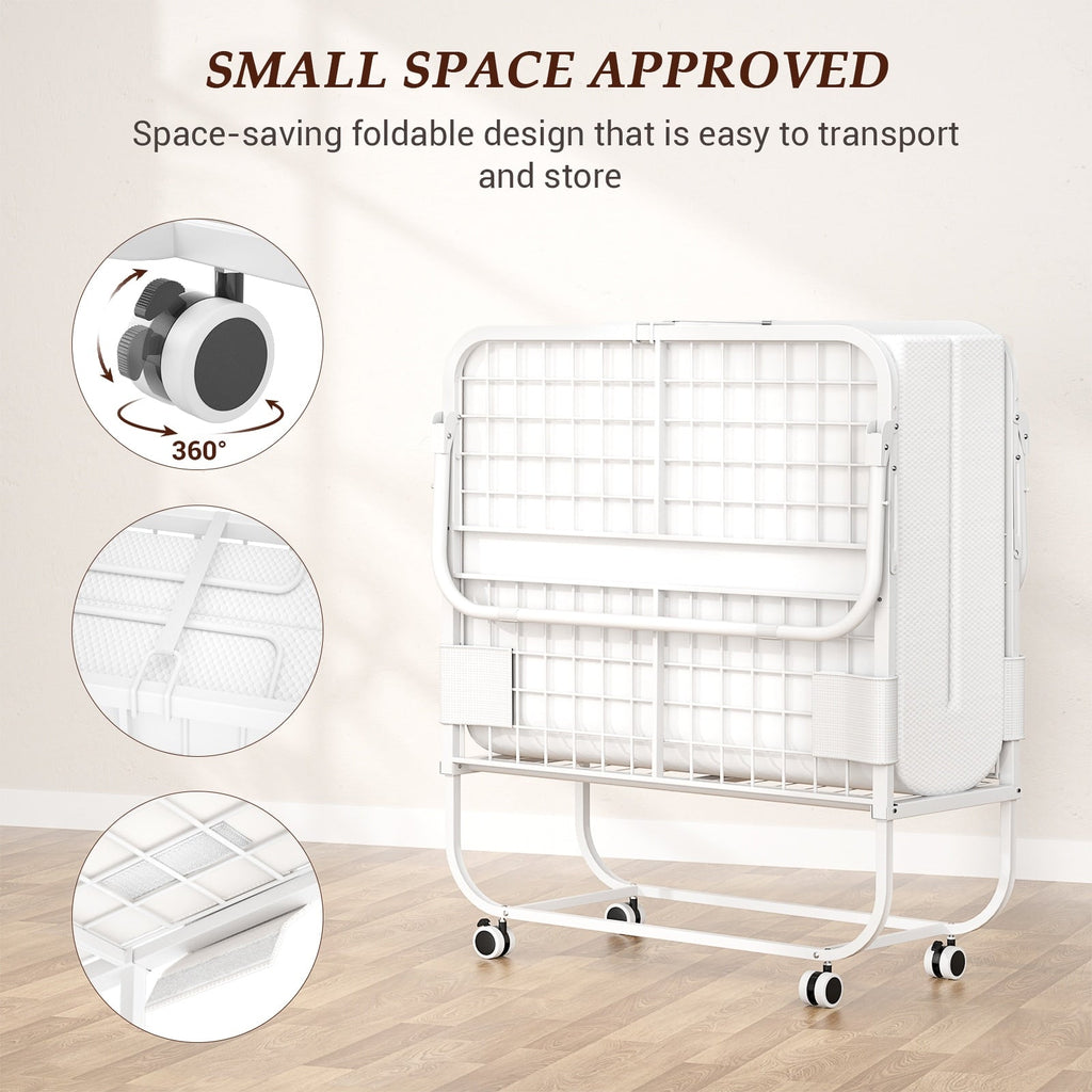 Lit pliant 38'' avec matelas, lit pliable portable avec housse de rangement