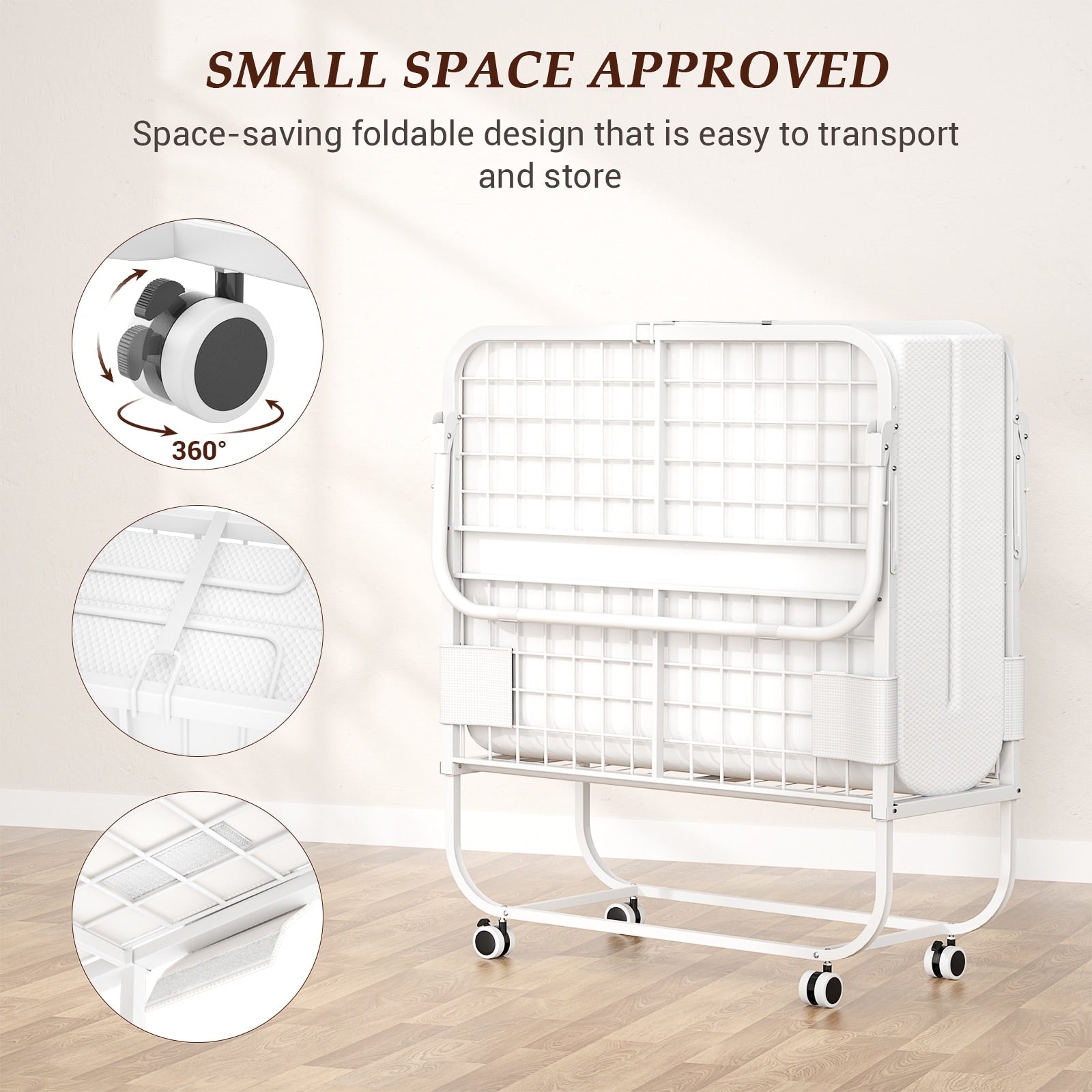 Lit pliant 38'' avec matelas, lit pliable portable avec housse de rangement