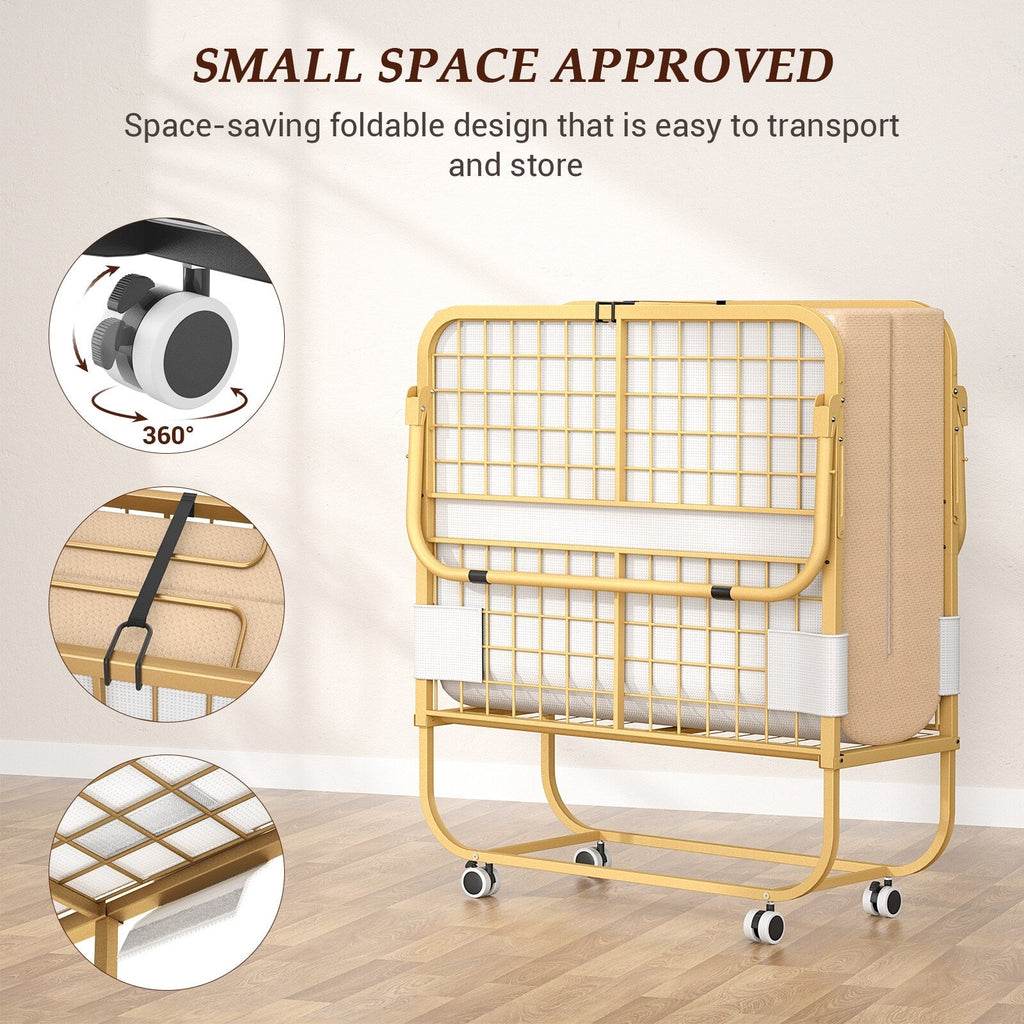 Lit pliant 38'' avec matelas, lit pliable portable avec housse de rangement