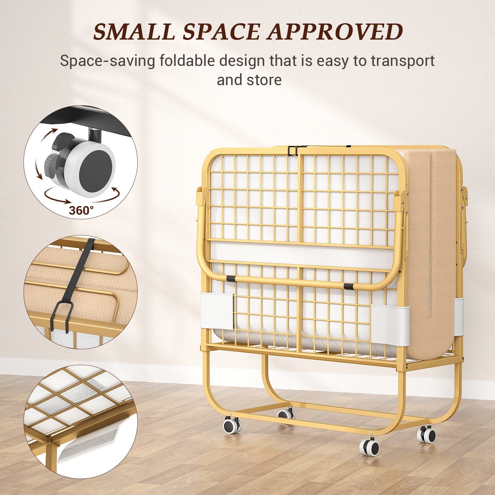 Lit pliant 38'' avec matelas, lit pliable portable avec housse de rangement