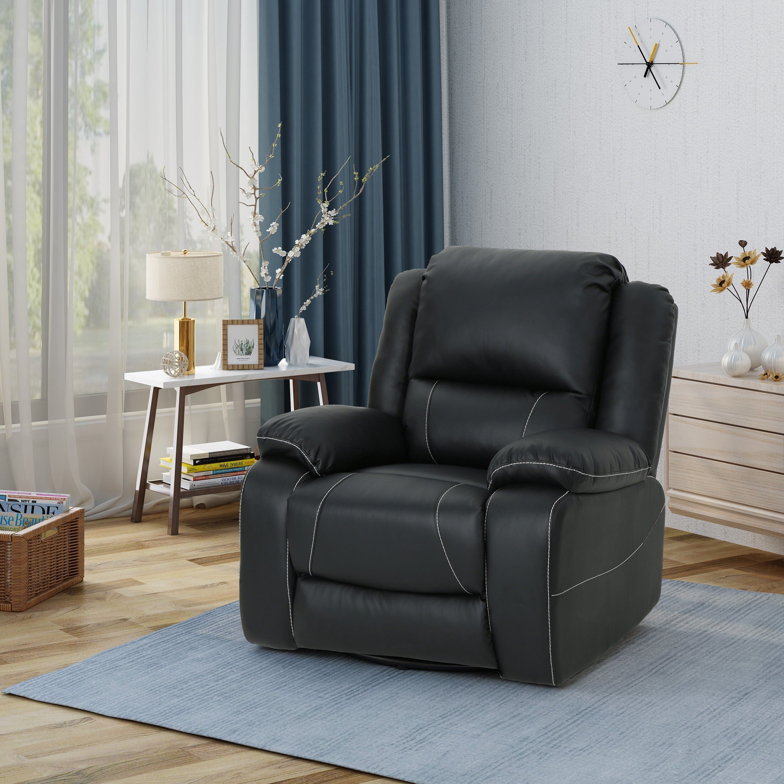 Fauteuil inclinable standard pivotant manuel en similicuir de 39 po de large