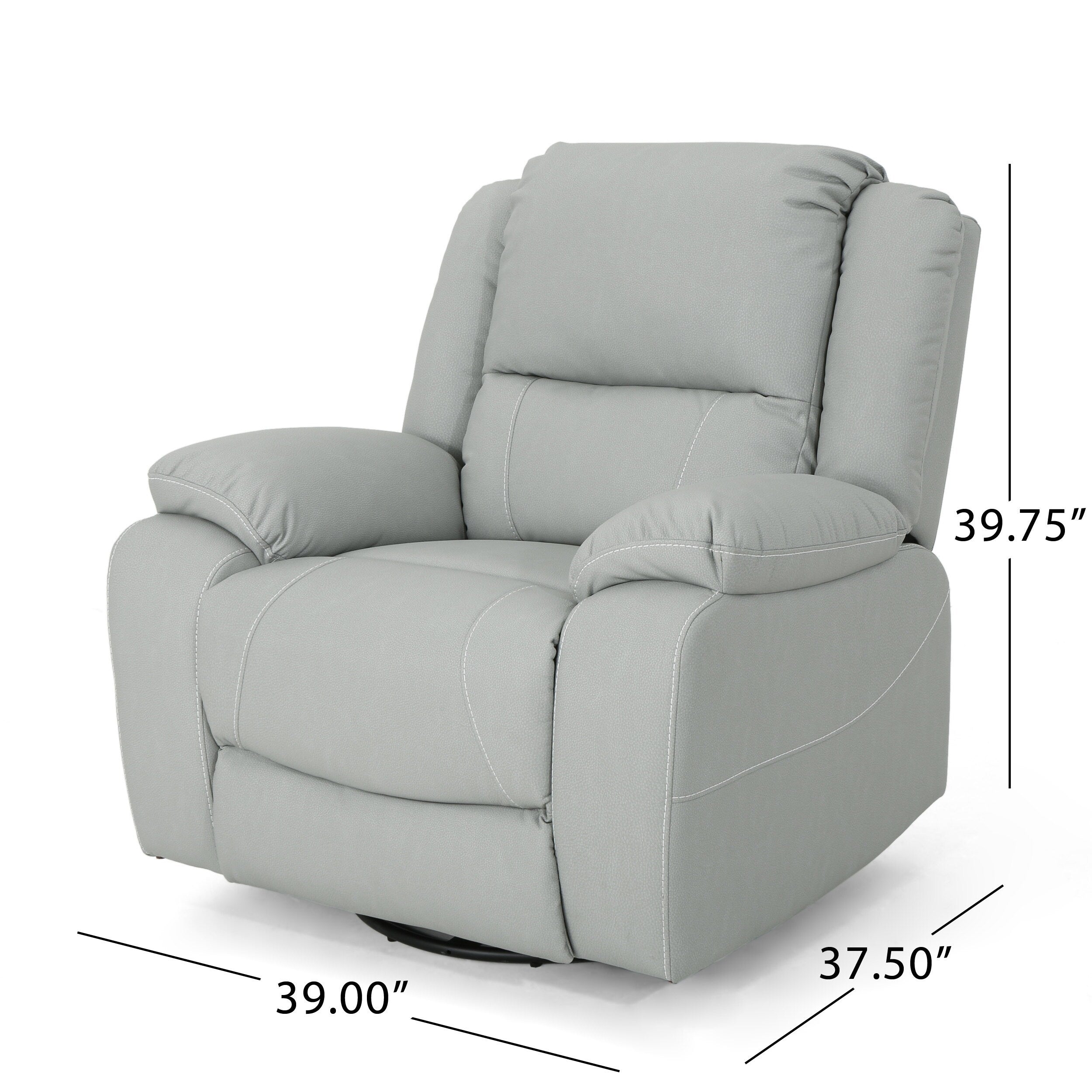 Fauteuil inclinable standard pivotant manuel en similicuir de 39 po de large