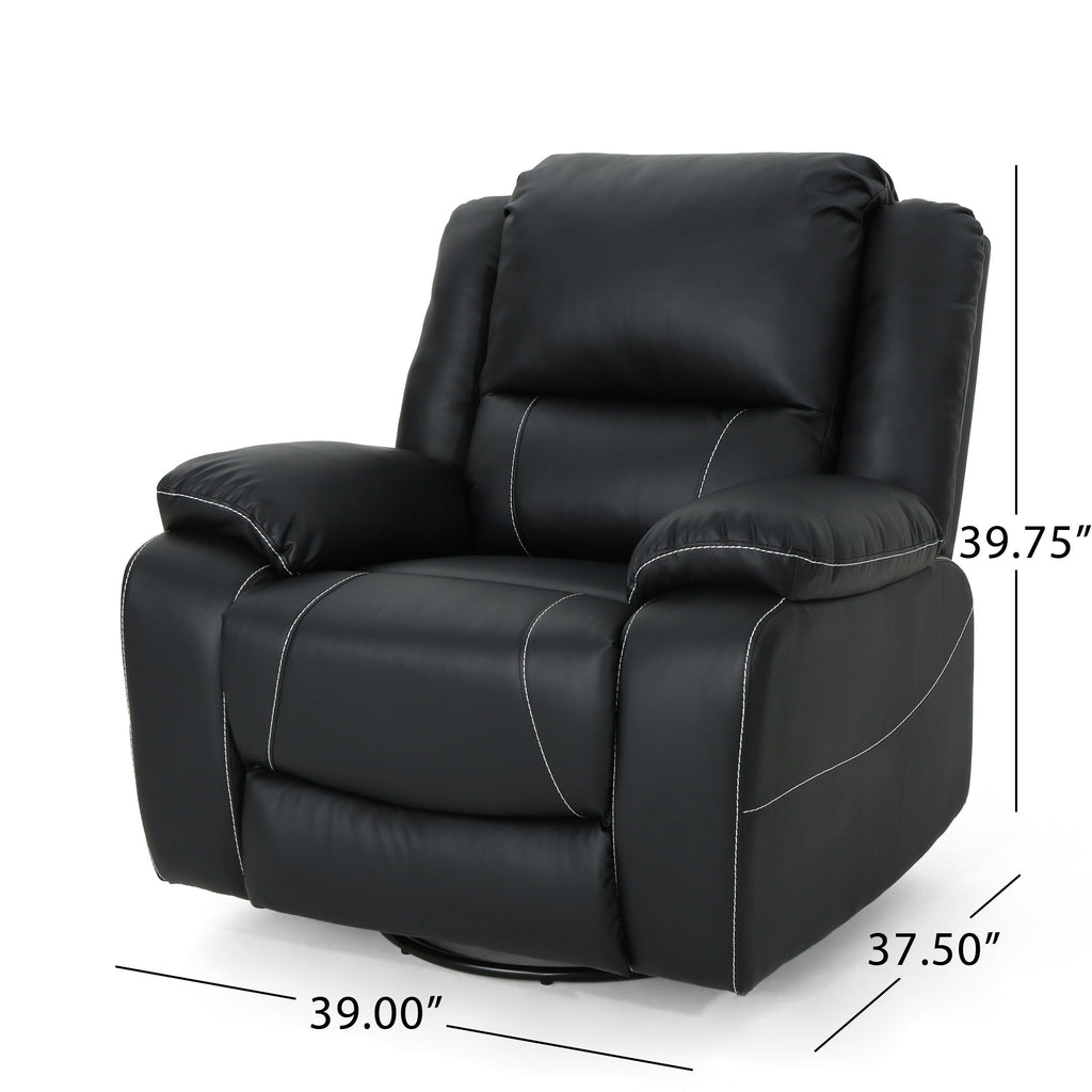 Fauteuil inclinable standard pivotant manuel en similicuir de 39 po de large