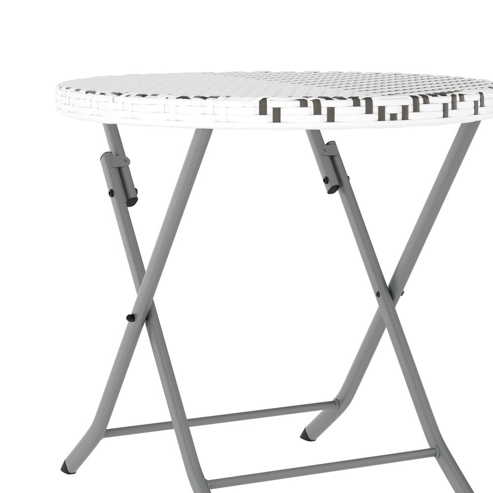 Ensemble de bistrot pliant 3 pièces en rotin PE pour intérieur/extérieur