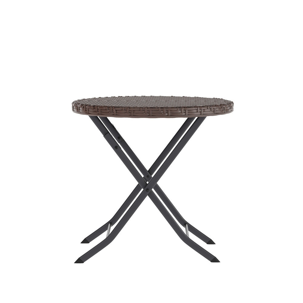 Ensemble de bistrot pliant 3 pièces en rotin PE pour intérieur/extérieur