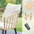 Ensemble de conversation pour patio en rotin et osier 3 pièces