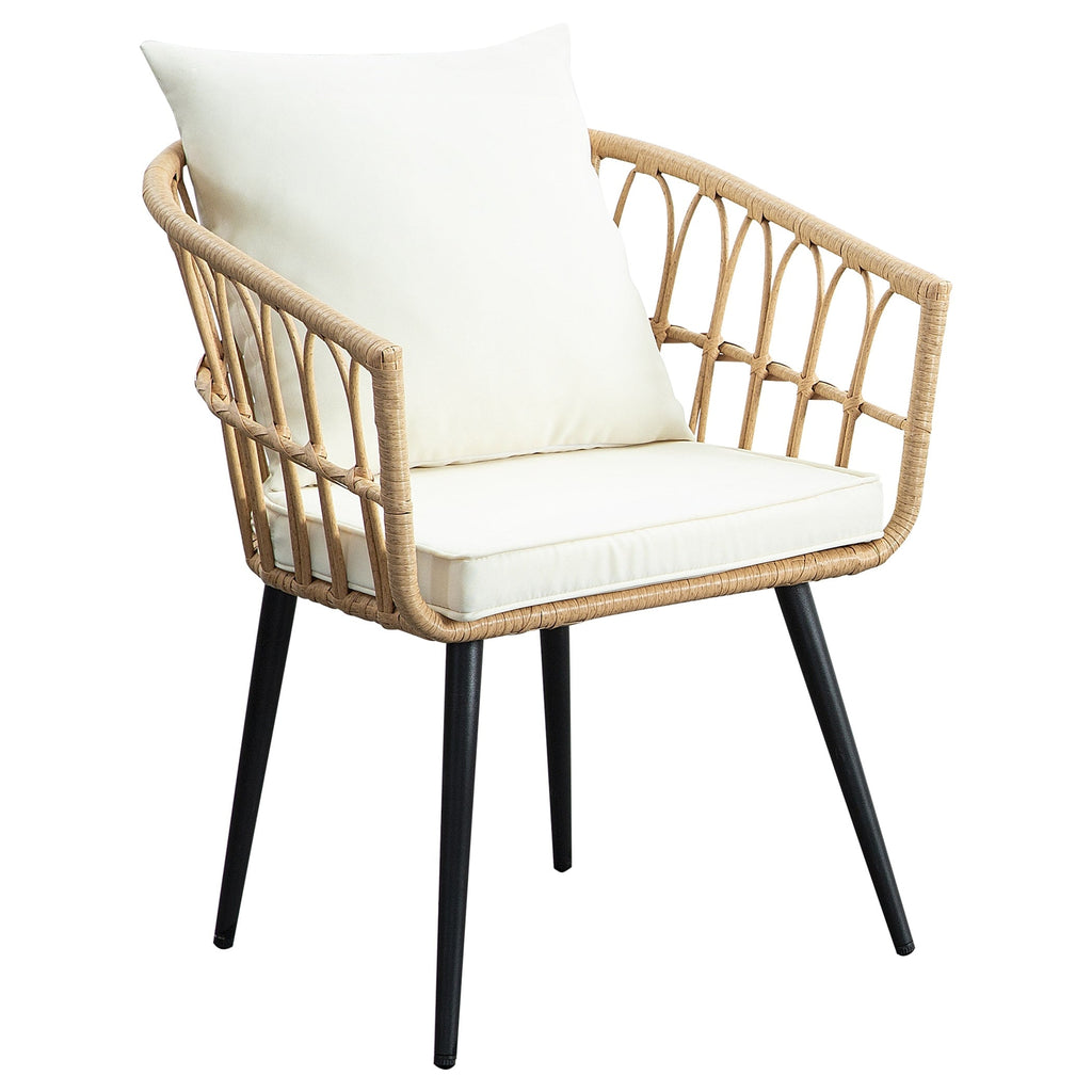 Ensemble de conversation pour patio en rotin et osier 3 pièces