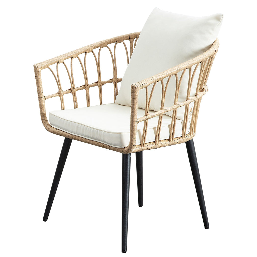 Ensemble de conversation pour patio en rotin et osier 3 pièces